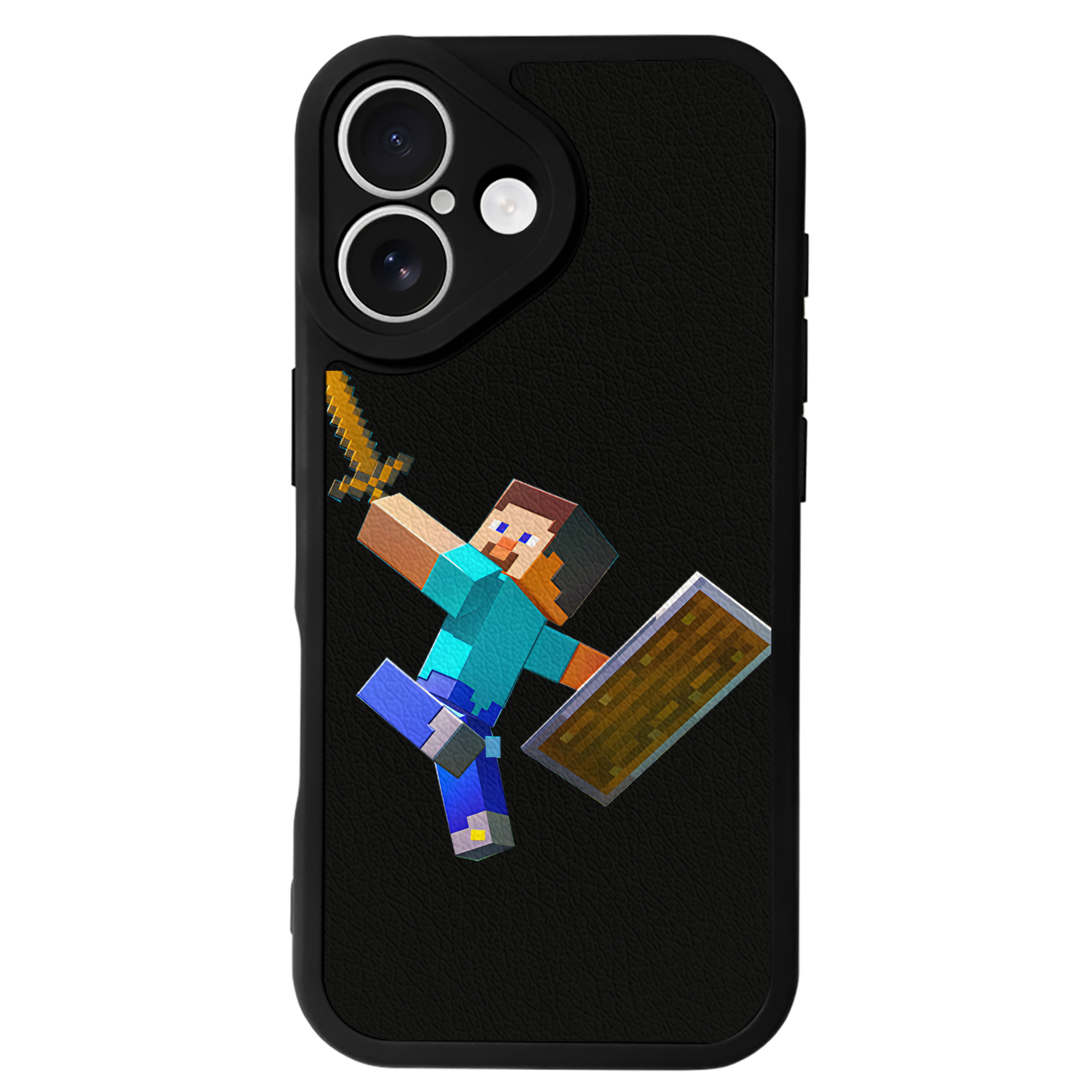 （画像用） マインクラフト ブロックの世界 Minecraft MC Block world 【iPhone 16シリーズ対応】シリコンスマホケース（レザー調） 材質：シリコン